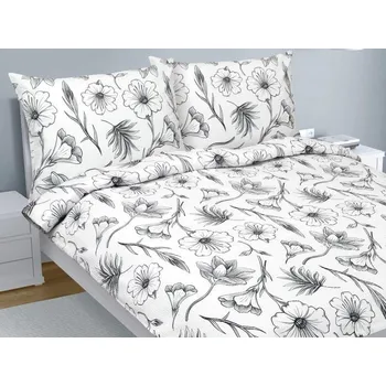 Povlečení krep na dvoudeku Bílá,Šedá BX1001447 - 1ks 200x200, 2ks 70x90 cm