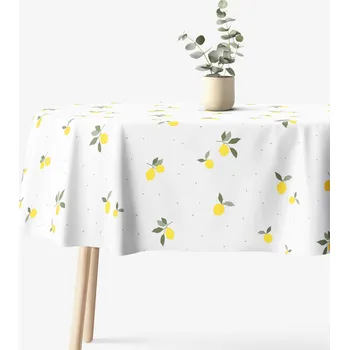 ubrus Oválný ubrus 100% bavlněné plátno - Citrony 120 x 160 cm