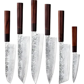 Kuchyňský nůž Sada damaškových kuchyňských nožů DR 39200 6ks Hnědá Černá