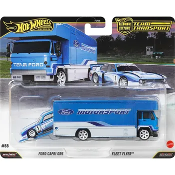 auto na autodráhu Hot Wheels Premium Car Culture Team Transport Ford Capri GR5 a Fleet Flyer