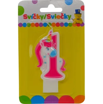 Magnetická kreslící tabulka Narozeninová svíčka s JEDNOROŽCEM a číslem 1.