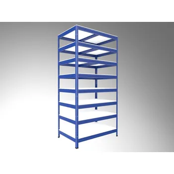 Dílenský regál Kovový regál do dílny Biedrax 45 x 75 x 270 cm, modrý - 8 polic bílé lamino 12mm