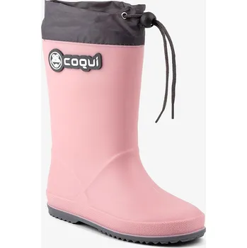 Dívčí holínky COQUI dětské holínky RAINY COLLAR Powder pink/Dk. grey 30