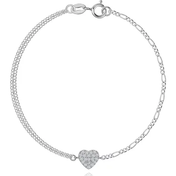 Náramek Stříbrný náramek 925 se srdcem a kombinovanými řetízky
