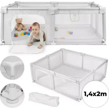 Dětská ohrádka Dětská ohrádka 140x200 cm, suchá herní plocha s míčky, šedá, s přepravní taškou, ECOTOYS PP008-2014