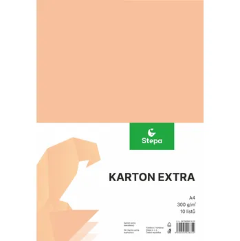 Výtvarný papír Barevný karton Extra 300g A4, 10listů, meruňkový