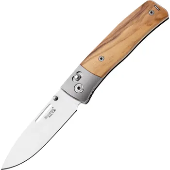 kapesní nůž LionSteel NINI Skládací nůž M390 saténová čepel, Ti BOLSTER, rukojeť z olivového dřeva NN2