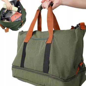 CESTOVNÍ TAŠKA DO LETADLA SPORTOVNÍ NA TRÉNINK VELKÁ PROSTORNÁ ZAVAZADLO ZELENÁ