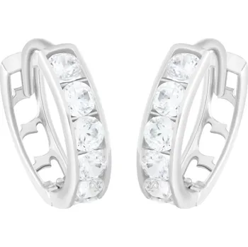 Náušnice GEMMAX Náušnice kroužky z bílého zlata se zirkony Ø 11 mm – zlatý šperk ryzosti 585/1000 v Dárkovém balení s Certifikátem GLEWB-11-02520