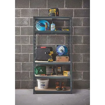 Dílenský regál Regál 200x100x40 cm lakovaný 5-policový, nosnost 875 kg - ČERNÝ