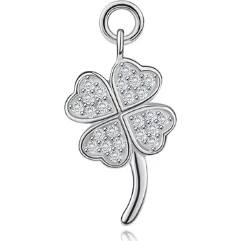 Přívěsek Stříbrný přívěsek 925 čtyřlístek se zirkonem a kulatým stonkem
