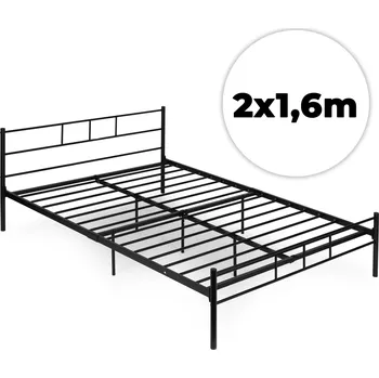Postel kovová postel 160 × 200 cm s lamelovým roštem modernhome, černá