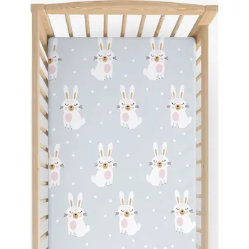 Prostěradlo Bavlněné napínací prostěradlo do dětské postýlky - Zasnění králíčci 60 x 120 cm