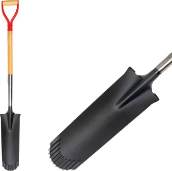 Rýč Rýč Strend Pro Premium RedShark, úzký, drenážní, s dřevěnou násadou D 1280 mm