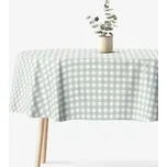 Oválný ubrus 100% bavlněné plátno - Šalvějově zelené kostičky 120 x 200 cm