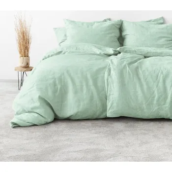 Povlečení Povlečení ze lněné směsi - světle mátové 140 x 200 a 70 x 90 cm