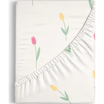 Prostěradlo Bavlněné napínací prostěradlo - Tulipány 120 x 200 cm