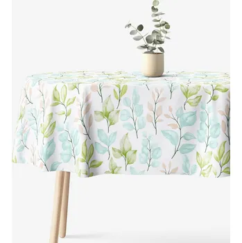 ubrus Oválný ubrus 100% bavlněné plátno Deluxe - Malované lístky 120 x 160 cm