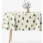 Oválný ubrus z pevné bavlny - Stromečky na režném 140 x 220 cm