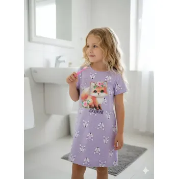 Dívčí noční košile Dívčí noční košile krátký rukáv Kugo MP5881 fialová
