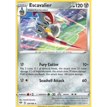 Karetní hra Pokémon DAA 124/189 Escavalier - Darkness Ablaze Stav: Near Mint, Verze: REVERSE HOLO
