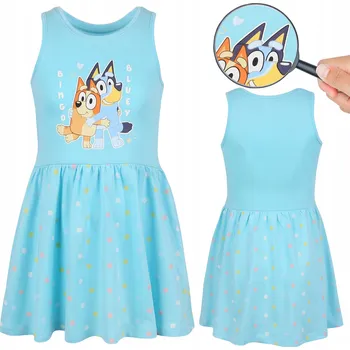 Dívčí šaty Bluey Bingo Bavlněné dívčí šaty na ramínka NA LÉTO, velikost 104 cm
