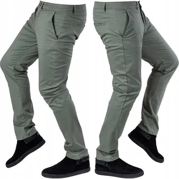 VEL.30 Pánské 80cm zúžené CHINOS kalhoty slim střihu olivové Alarico