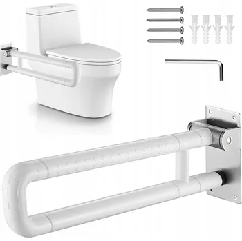 Madlo do koupelny SKLOPNÉ MADLO 60 CM K WC PRO INVALIDY 90° S PIONOVOU PODPĚROU OCEL