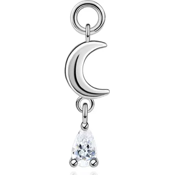 Přívěsek Stříbrný přívěsek 925 měsíc se zirkonem ve tvaru kapky
