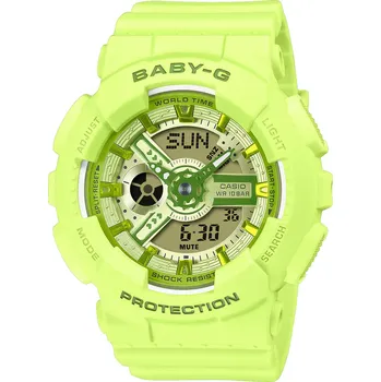Hodinky DÁMSKÉ HODINKY CASIO BA-110YK-3AER BABY-G ZELENÉ, SPORTOVNÍ NA ŘEMÍNKU, VODOTĚSNOST 10 BAR