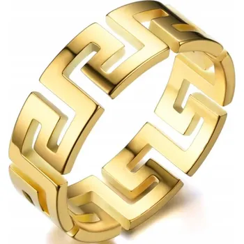 Prsten Zlatý Prstýnek Řecký Klíč Prsten Vintage Elegantní Nerezová Ocel