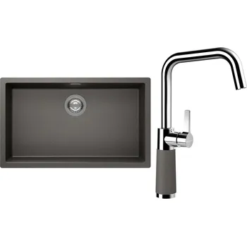 Kuchyňský dřez Set Schock S15-8 (dřez Kaia N-100XL Silverstone + baterie SC-530 Silverstone)