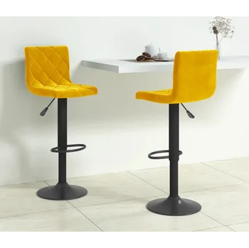Barová židle vidaXL Barové stoličky 2 ks samet [333728] Barva: horčicově žlutá