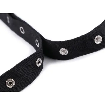 Zapínání na body šíře 20 mm bavlněné, barva černá
