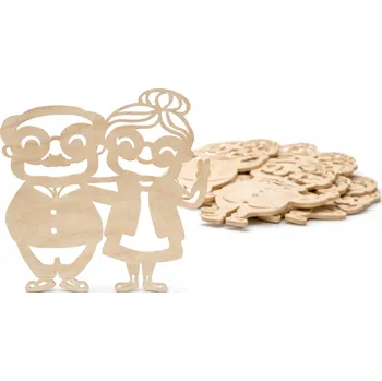 Obraz Dřevěné dekorace pro scrapbooking babička a dědeček z překližky – 10 ks decoupage