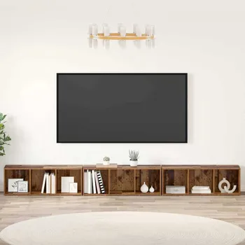 přebalovací pult a komoda Sestava TV skříněk 3 pcs Staré dřevo 37 x 35 x 107,5 cm Hnědá 3393552