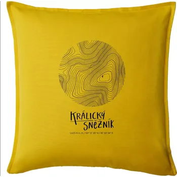 Polštář Králický Sněžník - vrstevnice v kruhu - Polštář 50x50 - 50x50 - Pouze potah ( Žlutá )