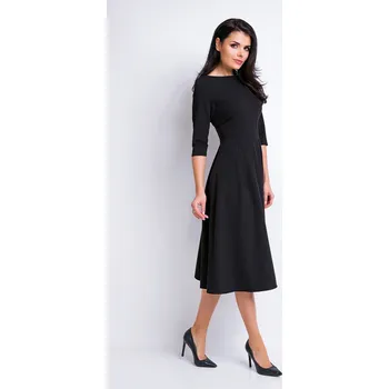 Dámské šaty Rozšířené midi šaty, černé - XL