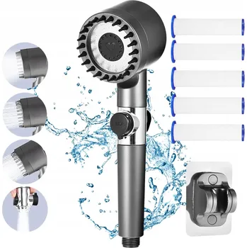 Sprchová hlavice VYSOKOTLAKÁ SPRCHOVÁ HLAVICE 4 REŽIMY S FUNKCÍ STOP A SILIKONOVÝMI TRYSKAMI