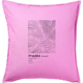 Polštář Praděd - vrstevnice v obdélníku - Polštář 50x50 - 50x50 - Pouze potah ( Růžová )