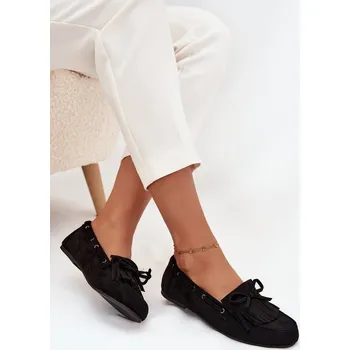 Dámské mokasíny Dámské mokasíny s třásněmi a mašlí Olivianne – černé Velikost: 36