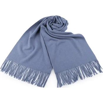 Šála Šála / pléd s třásněmi 65x190 cm, střední, 5 modrá jemná
