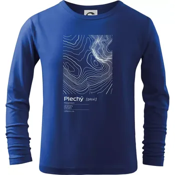 Plechý - vrstevnice v obdélníku - Triko dětské Long Sleeve - 122 cm/6 let ( Královská modrá )