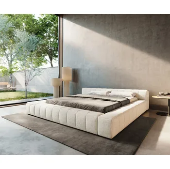 Postel DELIFE Čalouněná postel Espazio 180x200 cm bouclé měkká béžová