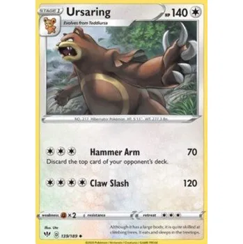 Sběratelská karetní hra Pokémon DAA 139/189 Ursaring - Darkness Ablaze Stav: Near Mint, Verze: REVERSE HOLO
