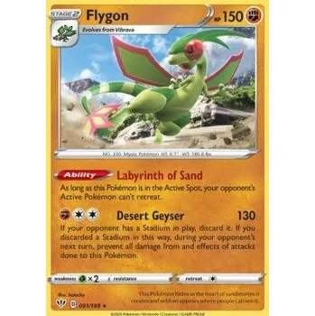Karetní hra Pokémon DAA 091/189 Flygon - Darkness Ablaze Stav: Near Mint, Verze: REVERSE HOLO
