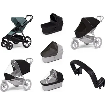 Kočárek Městský kočárek Thule Urban Glide 4-wheel Mid blue + korbička Black AKČNÍ SET 7V1