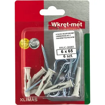 Klimas Wkręt-met HM. UNIV. ROZPĚRNÁ S KRUHOVÝM HÁKEM 6X65 BLISTR | sleva 19% | cena za ks