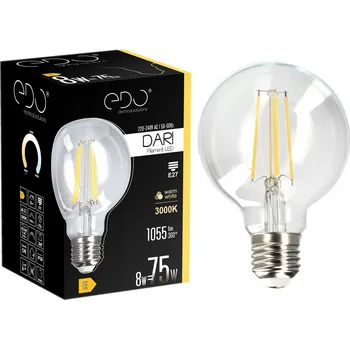 Žárovka Dekorativní LED žárovka E27 G80 CLEAR 8W 3000K teplá bílá 1055lm EDO