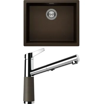 Kuchyňský dřez Set Schock S14-5 (dřez Kaia N-100L Bronze + baterie SC-510.120 Bronze)